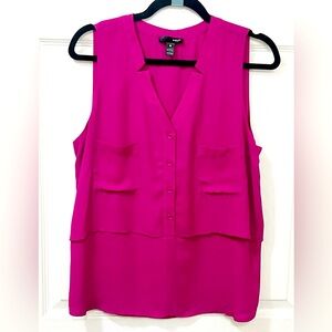 Aqua Brand Hot Pink V-Neck sleeveless Blouse Size Large